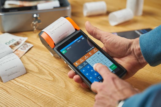 Point of sale device printing a receipt